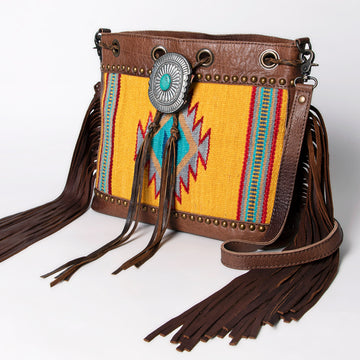 American Darling Cross Body Saddle Blanket Fabric Genuine Leather Western Women Bag | Handbag Purse Crossbody for Cute